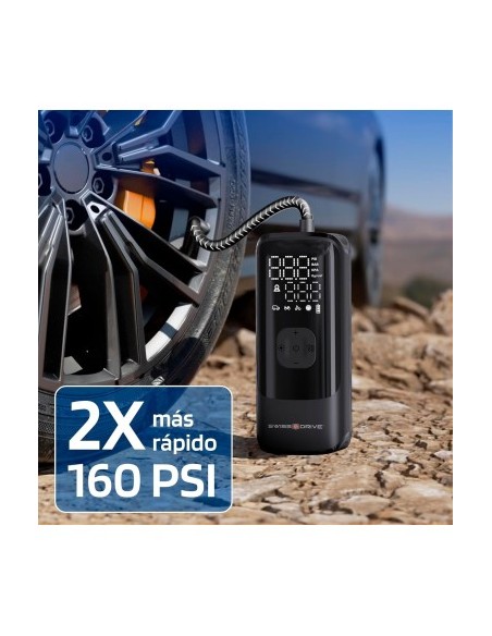 Portable Air Compressor 150 PSI, Fast Tire Pump with LCD Display, LED Flashlight and Rechargeable USB Battery