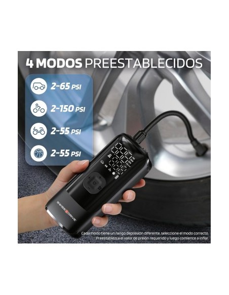 Portable Air Compressor 150 PSI, Fast Tire Pump with LCD Display, LED Flashlight and Rechargeable USB Battery