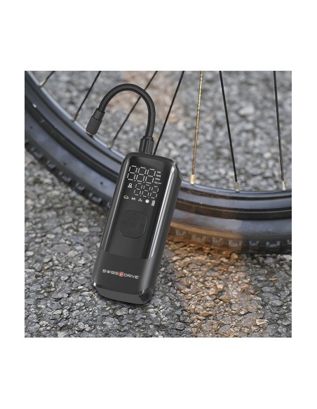 Portable Air Compressor 150 PSI, Fast Tire Pump with LCD Display, LED Flashlight and Rechargeable USB Battery