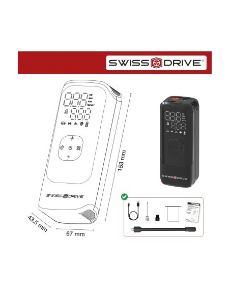 Portable Air Compressor 150 PSI, Fast Tire Pump with LCD Display, LED Flashlight and Rechargeable USB Battery