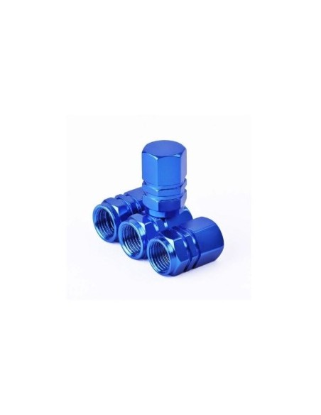 Blue Aluminum Hexagonal Wheel Valve Caps