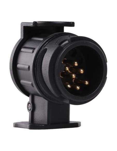 Car trailer socket adapter, plastic, black, 13/7 pins, CarFace