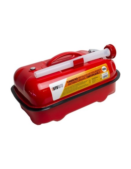 Safety metal canister with anti-tip feature and funnel, 10L
