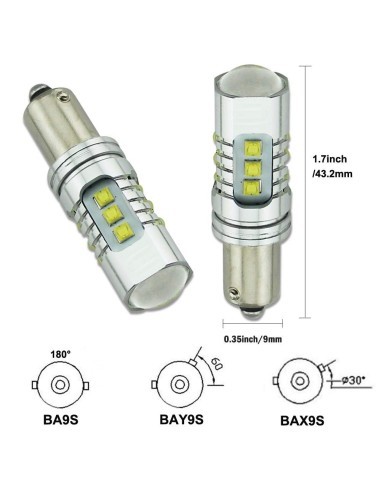 Led αυτοκινήτου ΚΟΚΚΙΝΟ H21W / BAY9S Canbus 80W...
