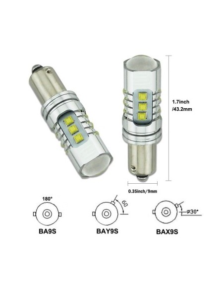 Led αυτοκινήτου ΚΟΚΚΙΝΟ H21W / BAY9S Canbus 80W 12-24V Led CREE