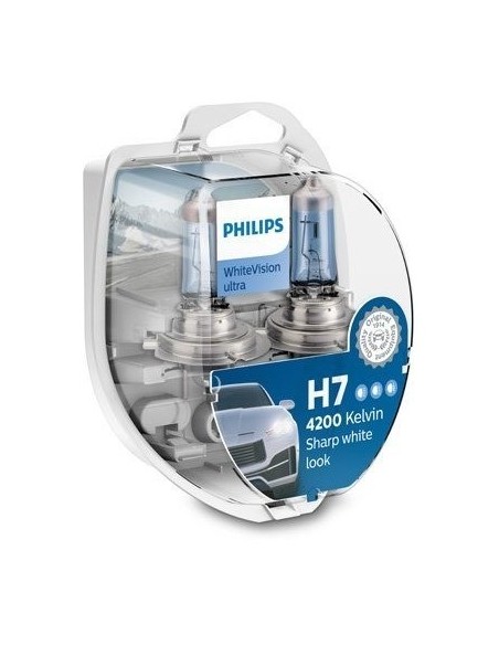Set of 2 Philips H7 White Vision Ultra 4200K 12V, 55W Car Bulbs
