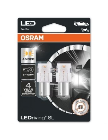 Set 2 LED Bulbs PY21W Orange 12v Ledriving...