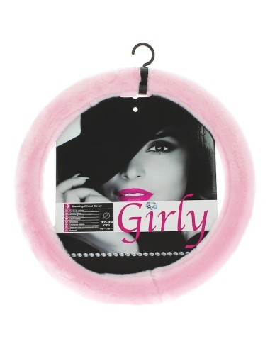 Pink Plush Steering Wheel Cover 37-39cm