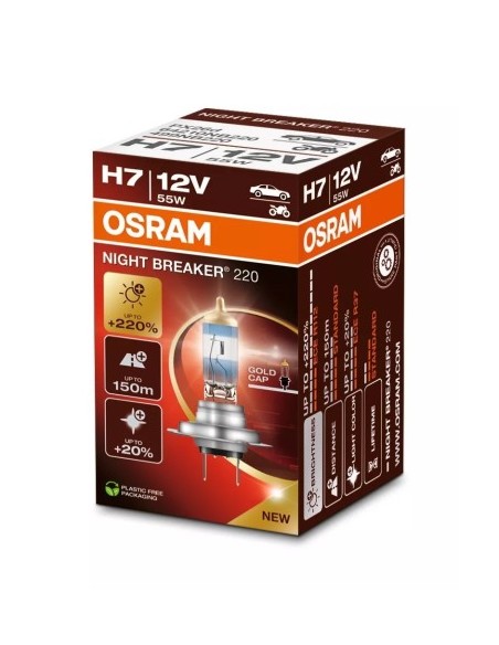 Osram H7 Night Breaker Halogen Car Bulb +220% 12V, 55W