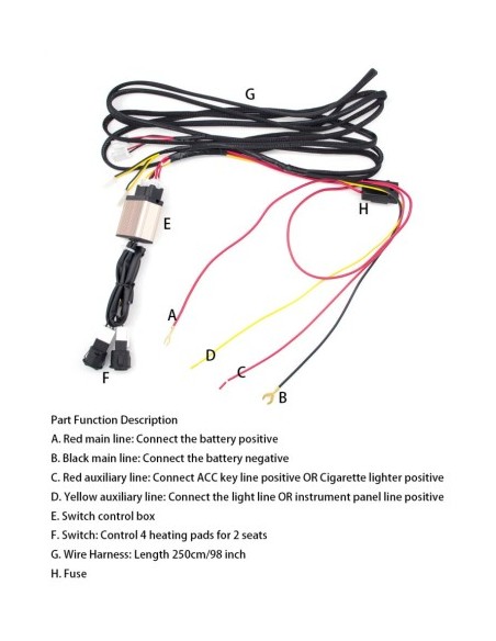 12V Seat Heating Kit 4 Pieces with 3 Levels and On/Off Buttons