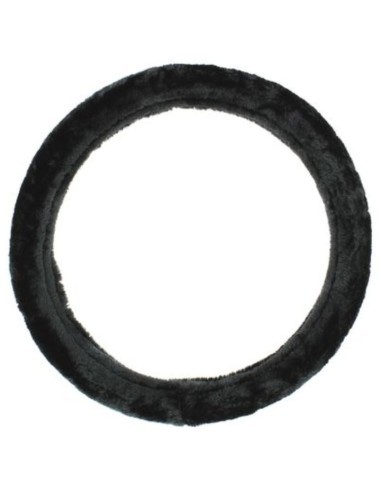 Black Plush Steering Wheel Cover 37-39cm