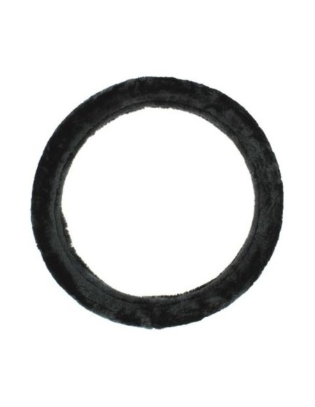 Black Plush Steering Wheel Cover 37-39cm