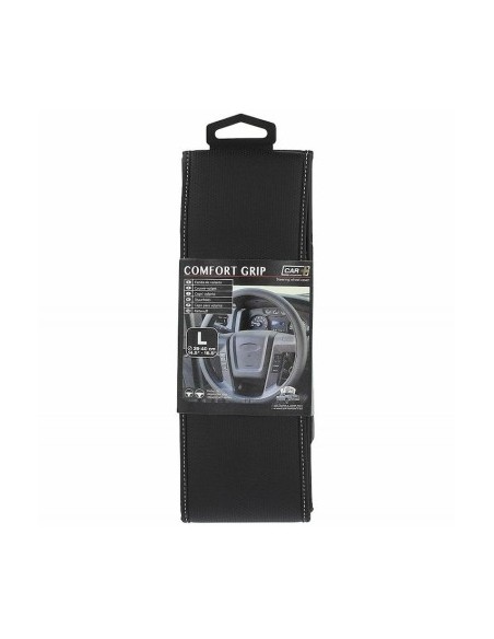 Comfort Grip Steering Wheel Cover black with white stitching size L 39-40 cm