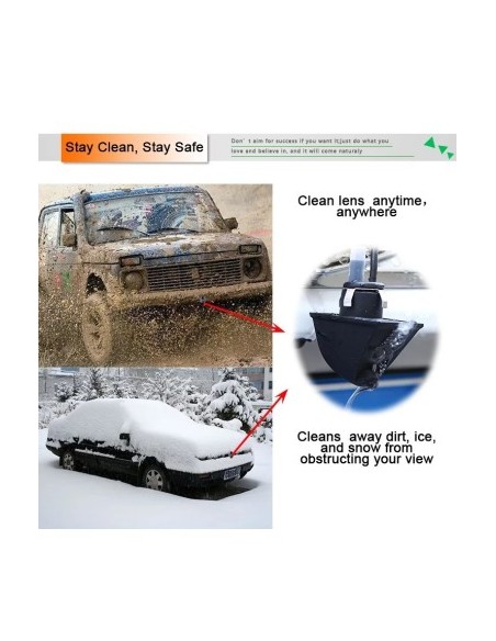 Car rear/front camera with camera washing system