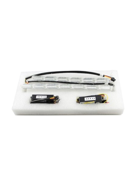 Flexible daytime running lights with progressive dynamic signaling (Audi type) with 16 Matrix flow effect modules