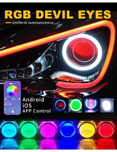 Set of 2 RGB Multicolor LED Devil Eyes with...