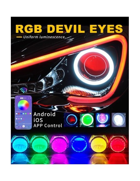 Set of 2 RGB Multicolor LED Devil Eyes with mobile app