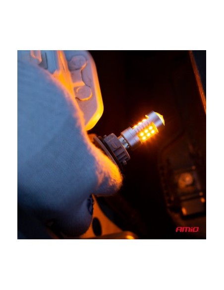 Set of 2 Orange LED Car Bulbs T20 W21W Canbus with 24SMD simple intensity 12-24V