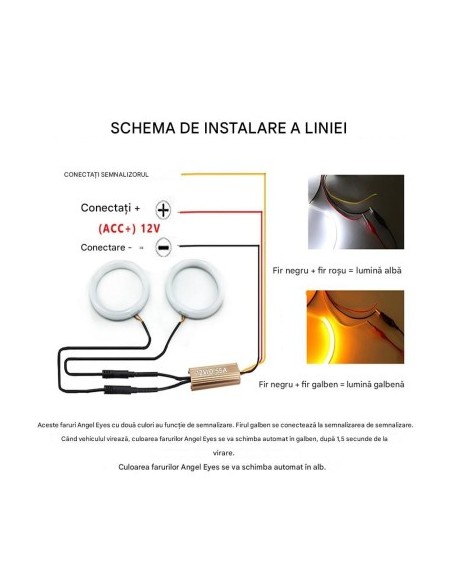 Kit Angel Eyes LED COTTON with signaling for BMW E46 COMPACT 2x106mm semi + 2x131mm