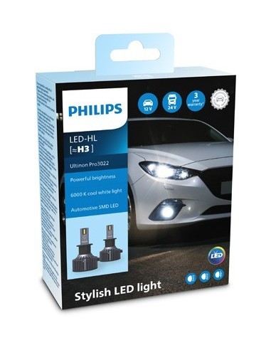 Set of 2 H3 Philips Ultinon Pro3022 HL 12V/24V...