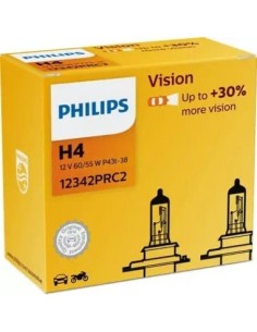 Set 2 Headlight Bulbs H4 P43t 60/55w 12v Vision Philips