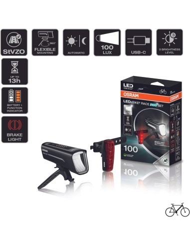 Bike Light Set, front and rear, brightness up...