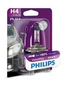 Λάμπα αυτοκινήτου Philips H4 Vision Plus, +60%, 12V, 55W,
