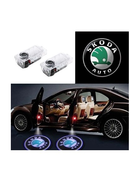 Set 2 Door Logo Lamps for Skoda Octavia, Roomster, Fabia, Superb