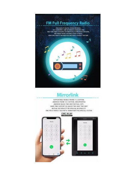 Player MP5 1DIN universal, Full HD with 9.5'' TFT touch screen, Bluetooth 9510