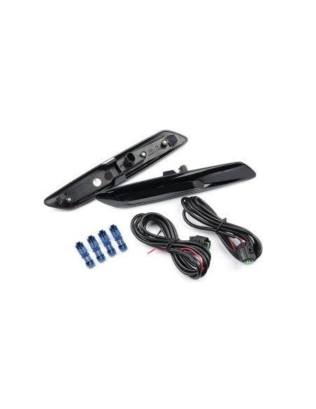 Set of 2 Black Dynamic Sequential LED Wing Indicators with Smoke Glass for BMW F10, F11, F07 without facelift