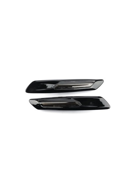 Set of 2 Black Dynamic Sequential LED Wing Indicators with Smoke Glass for BMW F10, F11, F07 without facelift
