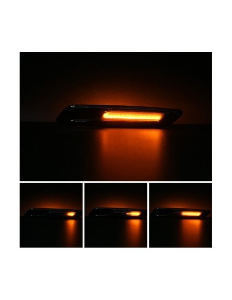 Set of 2 Black Dynamic Sequential LED Wing Indicators with Smoke Glass for BMW F10, F11, F07 without facelift