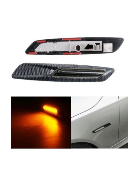 Set of 2 Carbon LED Wing Indicators for BMW E60, E61, E90, E91, E81, E82, E88