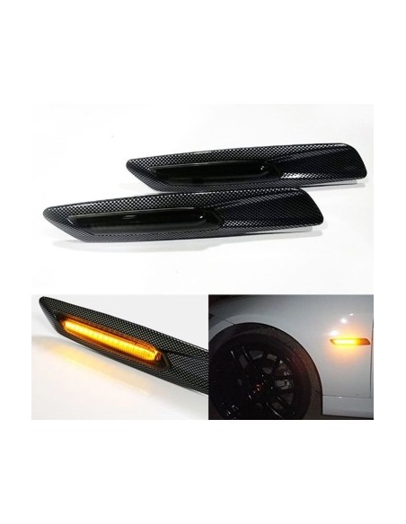 Set of 2 Carbon LED Wing Indicators for BMW E60, E61, E90, E91, E81, E82, E88