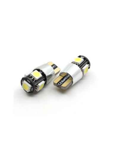 Car LED T10, White with 5 SMD, Canbus with...