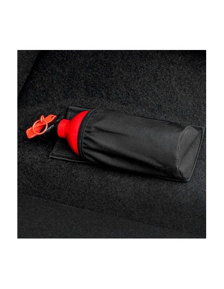 Luggage rack support for car fire extinguisher Black