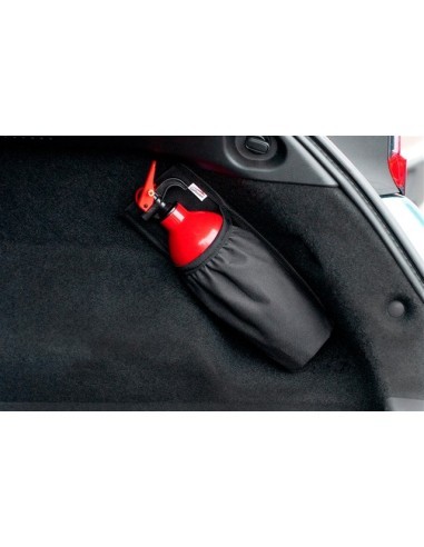 Luggage rack support for car fire extinguisher...