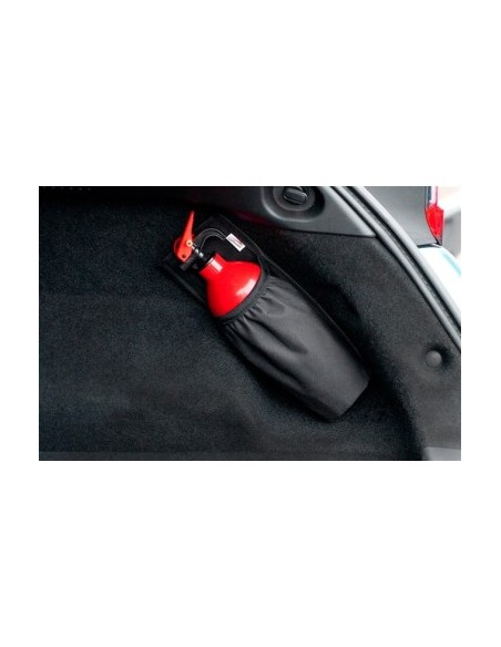Luggage rack support for car fire extinguisher Black