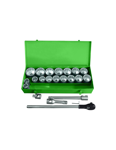 Socket Wrench Set 12 Pieces 1/2" with 22 Items