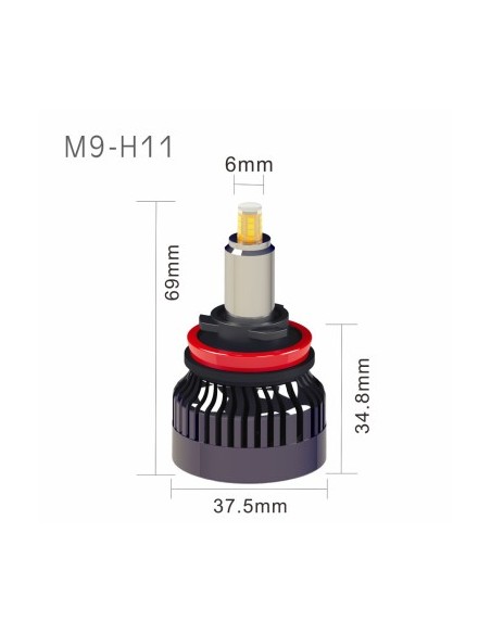 Set 2 LED bulbs H11 M9 4300K Warm Light, Canbus 360 degrees, power 80W/set, 8000 Lm/set, 12V