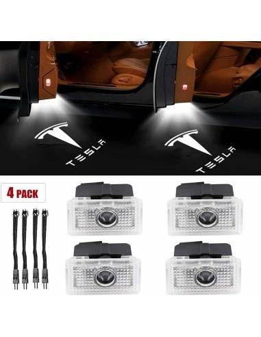 Set of 2 Logo Door Sills for Tesla Model 3, S,...