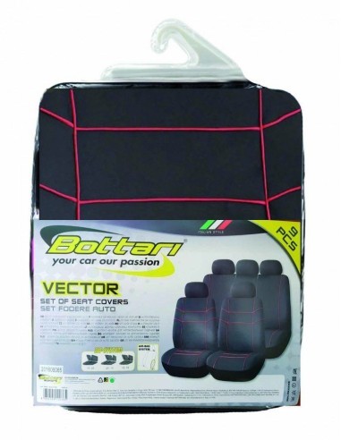 Universal Seat Covers Set "VECTOR" Black/Red...