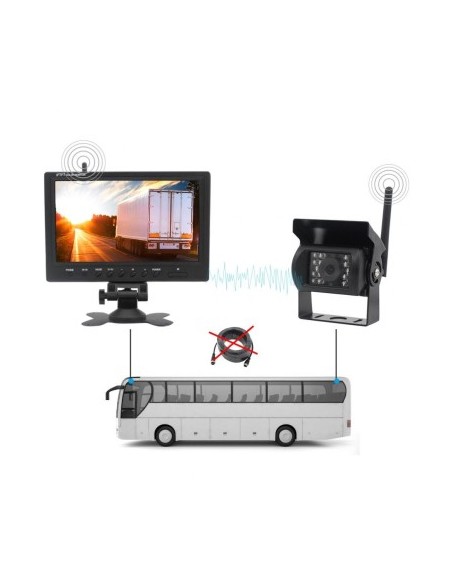 Wireless Reverse Kit with Camera and 9" Display 12V~24V, for Trucks, Coaches, Buses