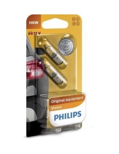 SET OF 2 BULBS 12V H6W BAX9S (blister) VISION PHILIPS