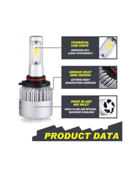 Set of 2 HB4 COB Canbus LED Lights for Car Headlights Power 72W, Brightness 8000 Lm, 12V - 24V