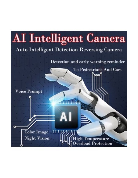 Intelligent AHD Rearview Camera (AI) with obstacle detection and sound warning based on distance to obstacle