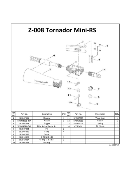 Mini Pneumatic Professional Cleaning Gun with Spring Rotate System Tornador Mini Z-008
