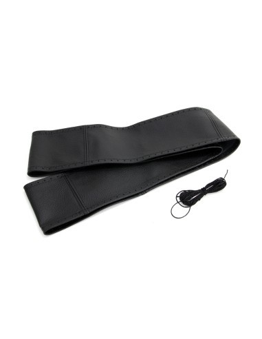 Leather steering wheel cover with needle and...
