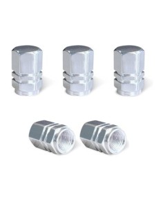 Hexagonal Aluminum Wheel Valve Caps Silver
