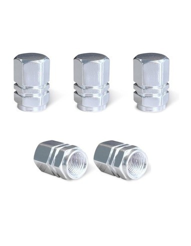 Hexagonal Aluminum Wheel Valve Caps Silver